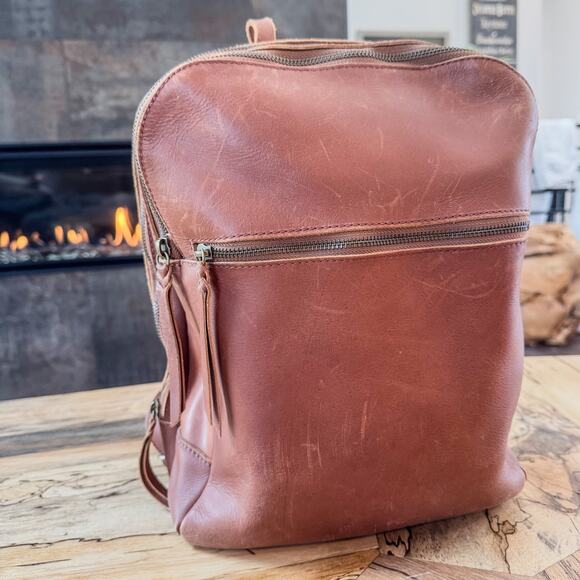 Able Local + Global Liliana Everyday Backpack Genuine Cognac Leather, Brazil - Picture 6 of 15